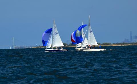 Sailing with the NY Skyline in background - photo courtesy of Bob Markoff